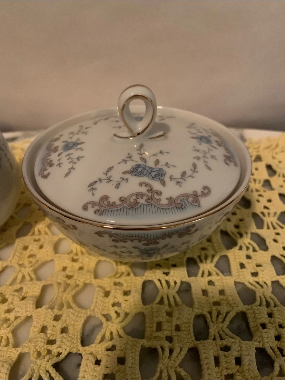 Vintage Imperial China “Seville” Blue Floral Cream & Sugar Bowl Set